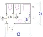 Kraft Kleiner Sanitärcontainer, 2 WC, Dusche,